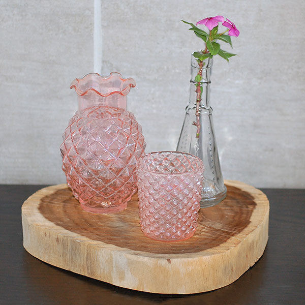 Vintage Pink Pressed Glass Pineapple Vase