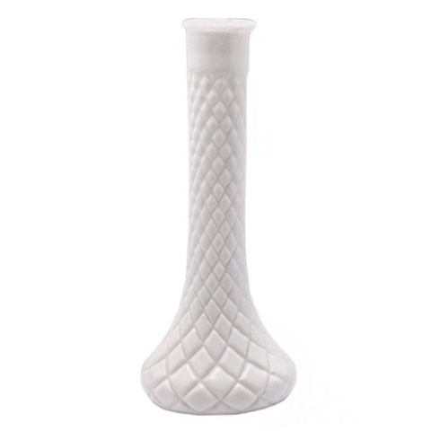 Vintage White Milk Glass CrissCross Textured Bud Vase