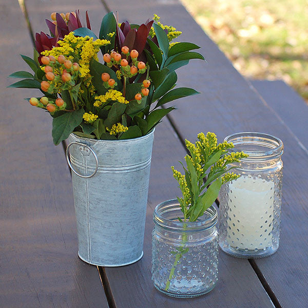 French Market Metal Vase with White Wash