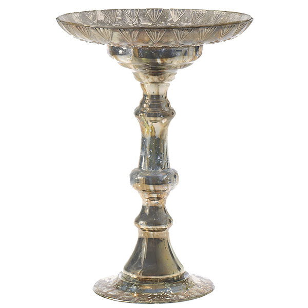 Mercury Glass Fairytale Tall Pedestal Vase 17"
