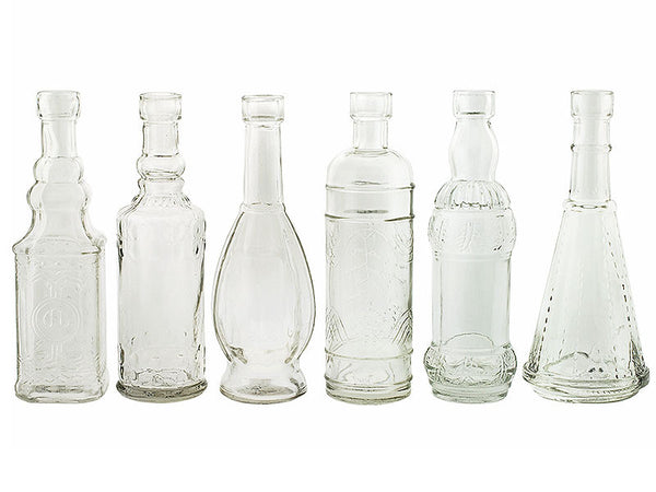 Set of 6 Vintage Inspired Medicine Bottle Vases
