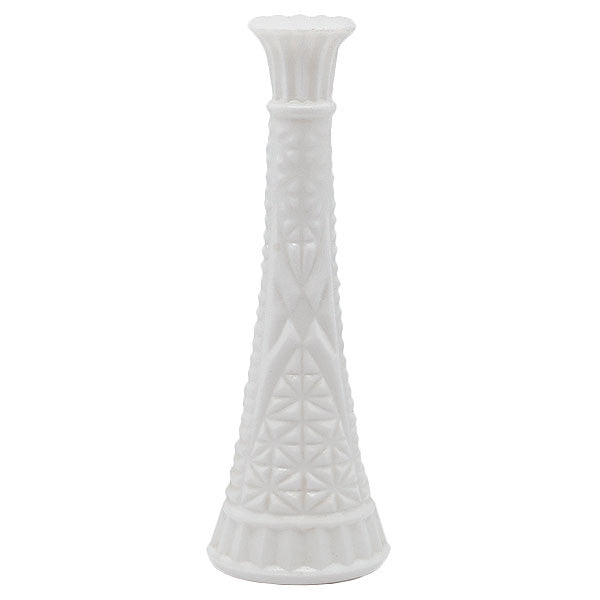 Vintage Tall White Milk Glass Textured Vase