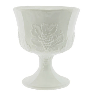 Vintage Milk Glass Grape Motif Goblet Vase